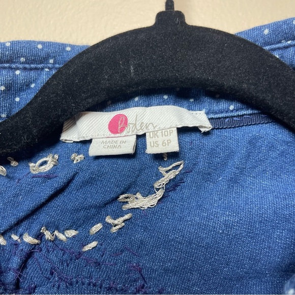 Boden Blue Long Sleeve Notched Collar Shirt Dress - Picture 5 of 14